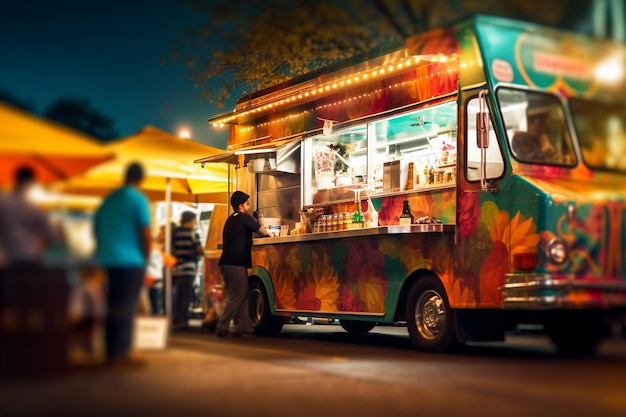 Food Truck Cuisine in the Urban Celebration Generative By Ai