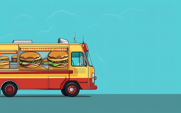 Food truck mock-up met kopieerruimte voor texy food cart concept