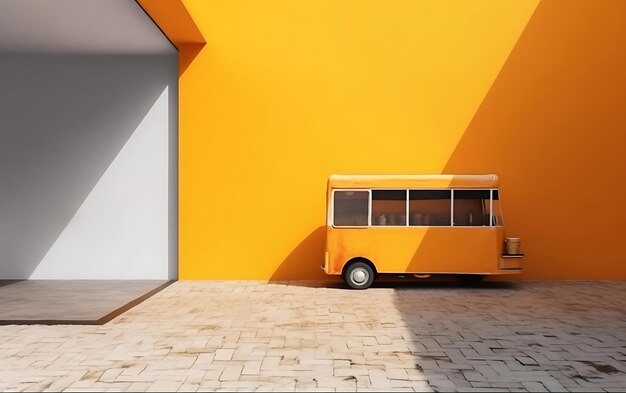 Food truck mock up with copy space for texy food cart concept