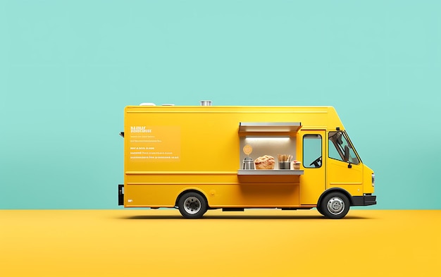 Food truck mock up with copy space for texy food cart concept