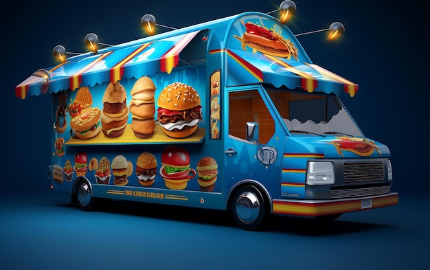 Photo food truck mock up with copy space for texy food cart concept