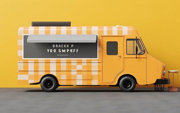 Photo food truck mock up with copy space for texy food cart concept