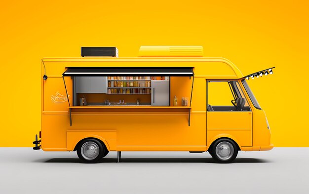 Photo food truck mock up with copy space for texy food cart concept