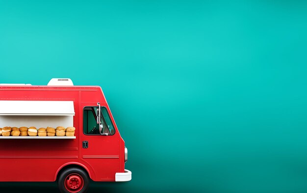 Photo food truck mock up with copy space for texy food cart concept