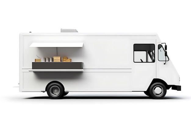 Photo food truck mock up with copy space for texy food cart concept