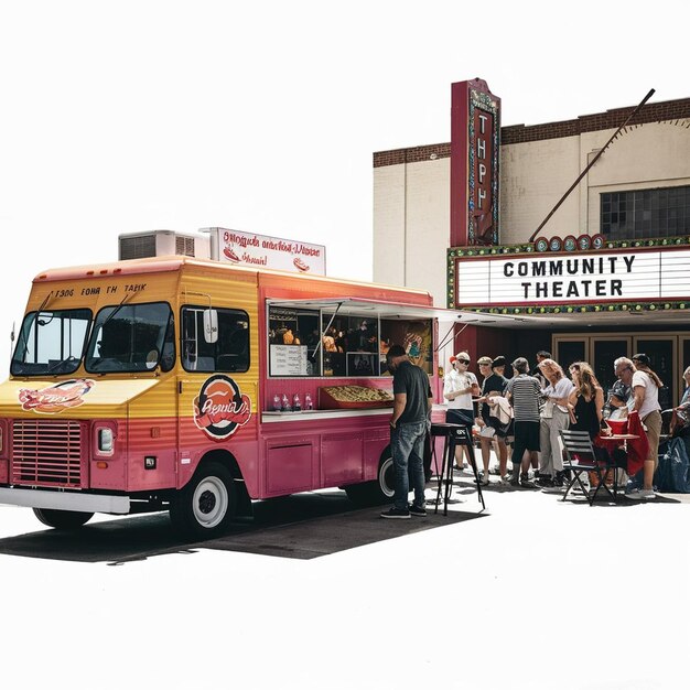 Food Truck Parked Near Community Theater Premium AIgenerated image