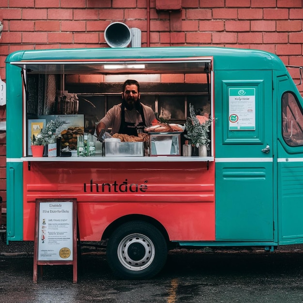 Photo food truck vendor with hygiene rating certificate