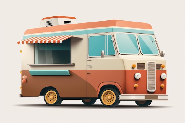 Food Truck On A White Background Generative AI