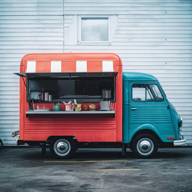 Foto camioncino alimentare con baldacchino