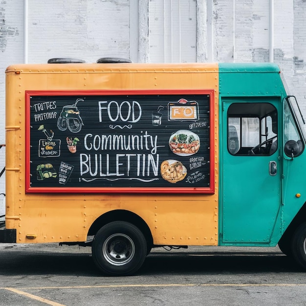 Photo food truck with community bulletin board