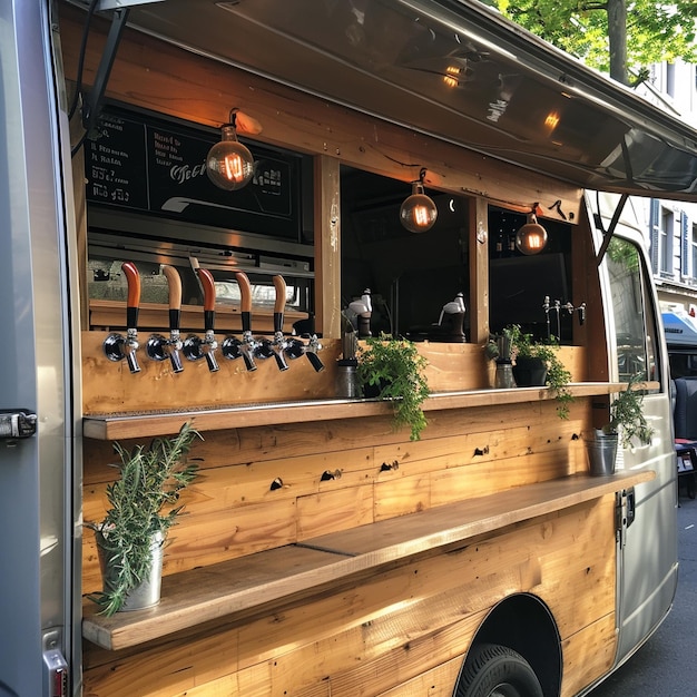 Foto un camion di cibo con un cartello che dice 