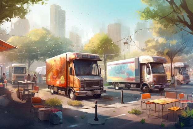 Food trucks Drink stand shop Generate Ai