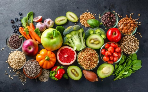 Photo food and vegetables picture on the table