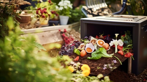 Food waste in compost bin