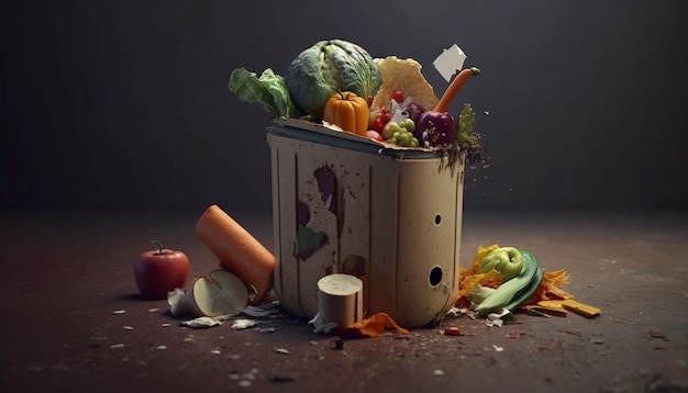 Photo food waste and food loss getting rid of food waste generative ai