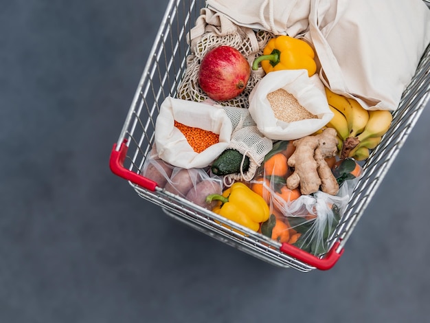 Food waste zero waste shopping in supermarket