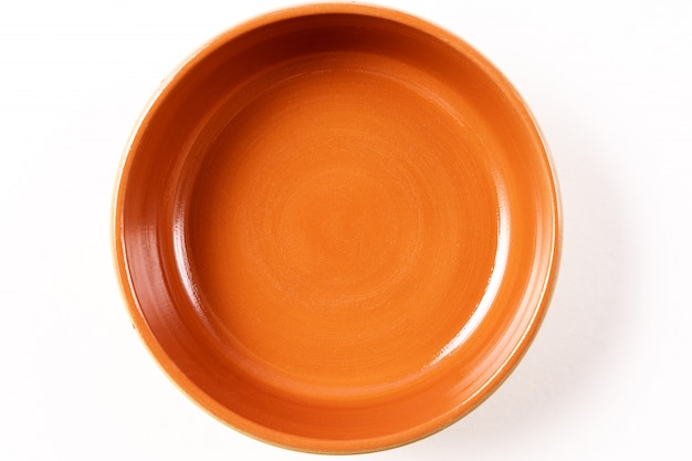 Food with empty brown plate