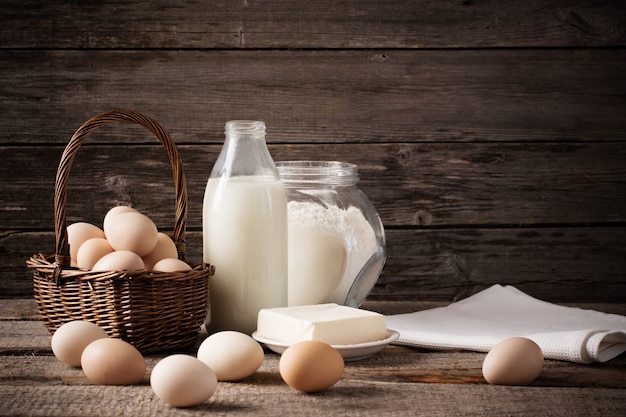 Food on wooden background