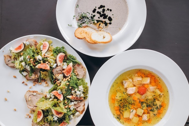 Food on wooden table