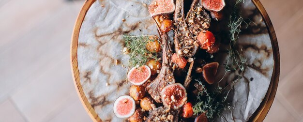 Food on wooden table