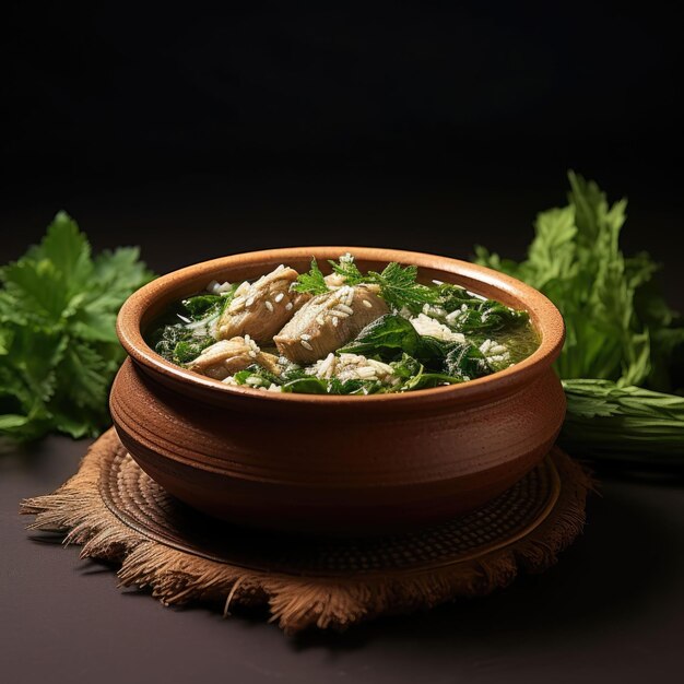 Photo foodie egypt food molokhia stew made with green molokhia leaves