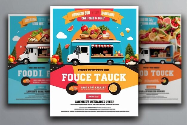 Foto foodie paradise savory delights bij de free food truck event flyer template