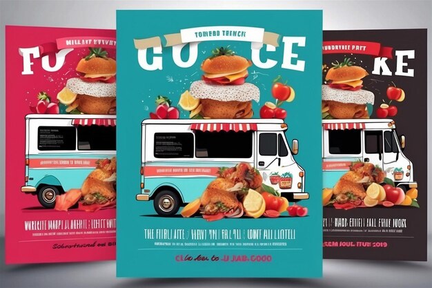 Photo foodie paradise savory delights at the free food truck event flyer template