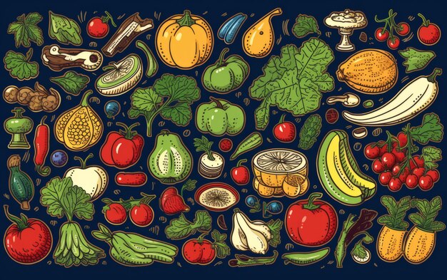 Foods doodles background