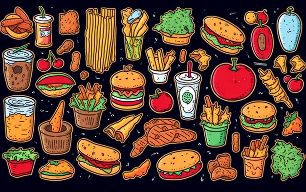 Photo foods doodles background