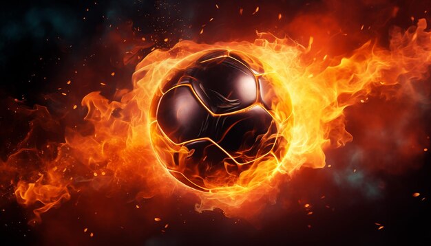 Photo foot ball on fire