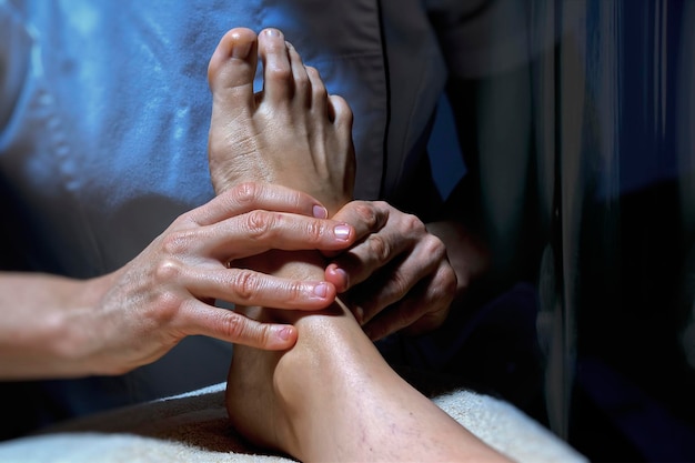 Photo foot massage in a spa salon