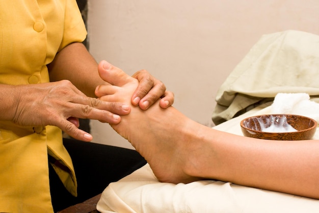 Foot massage in spa