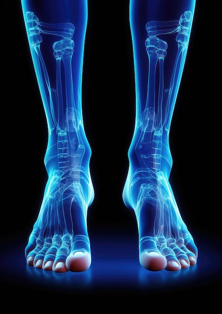 Foot pain illustration like 3D model of hurting body in need of pills and hospital Generative Ai