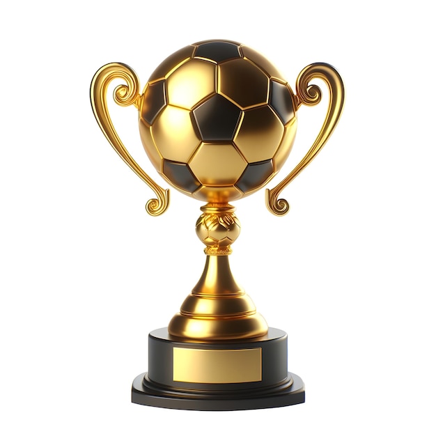 写真 サッカー 3d ゴールデン トロフィー カップ 1位 チャンピオン賞 透明な背景のコピー