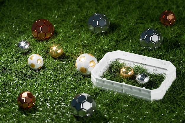 Football 3d object in the abstract background arena