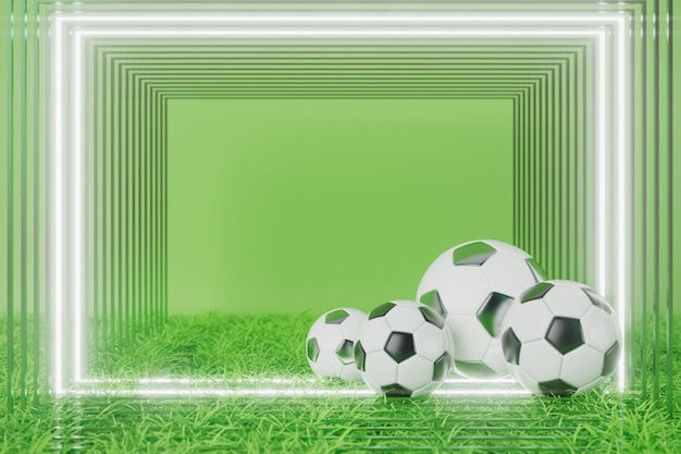 Foto oggetto 3d di calcio sullo sfondo astratto