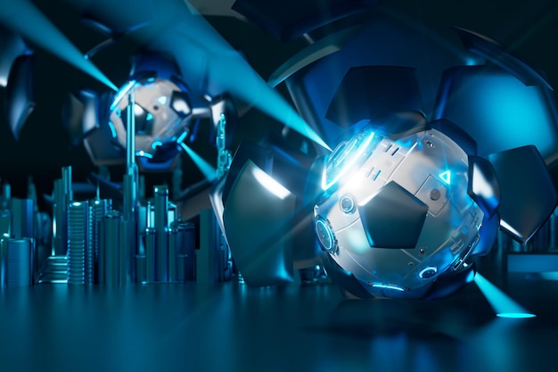 Football 3d object in the abstract background