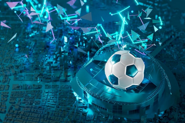 Football 3d object in the abstract background