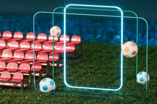 Foto oggetto 3d di calcio sullo sfondo astratto