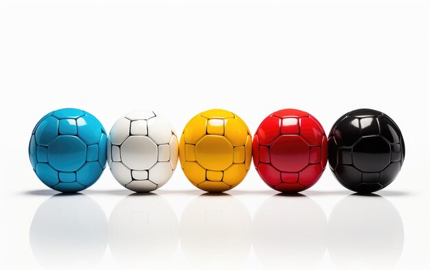 Football Array Different Colors Sport on a White or Clear Surface PNG Transparent Background