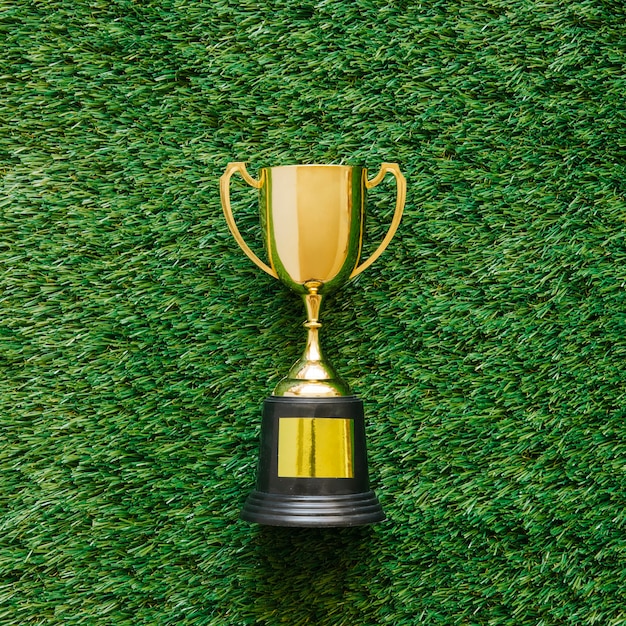 Photo football background on grass with trophy