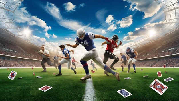 Football background with cards and copyspace