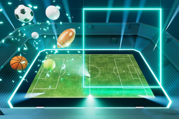 Foto oggetto pallone da calcio sullo sfondo astratto