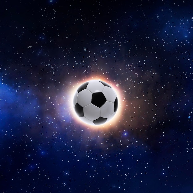 Футбольный мяч на планете, вид из космоса