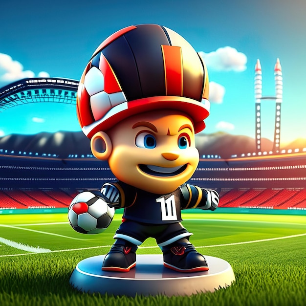 Photo football character mascot in 3d generative ai