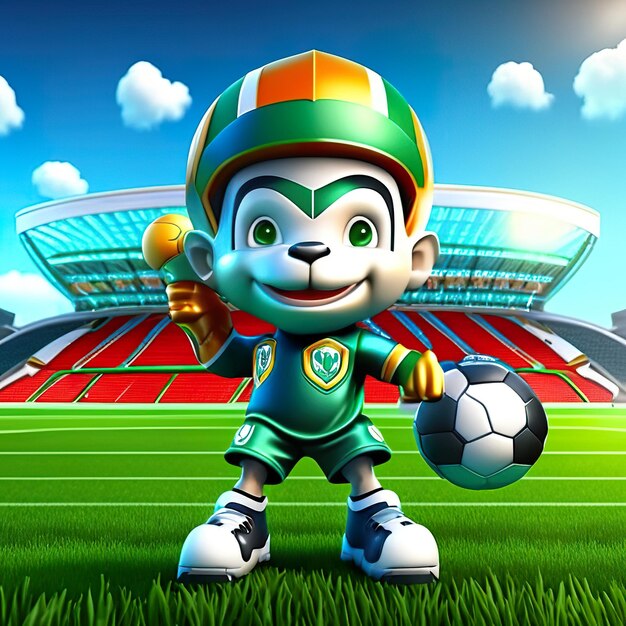 Photo football character mascot in 3d generative ai