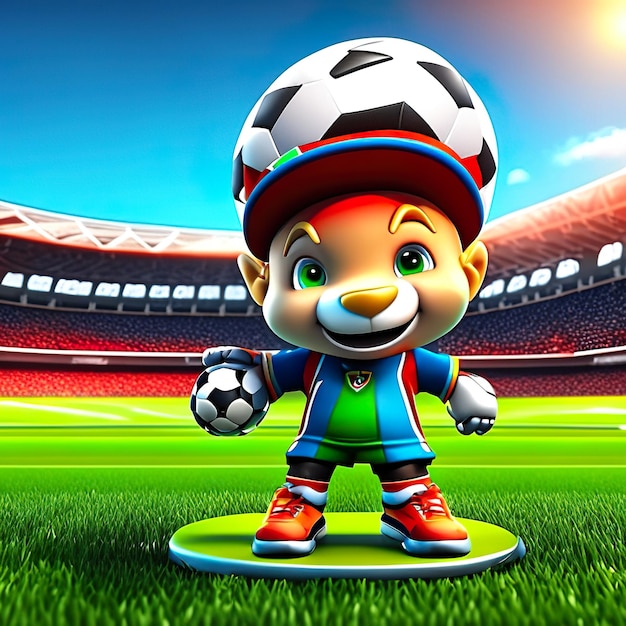 サッカーキャラクターのマスコット 3D ゲネレーティブAI