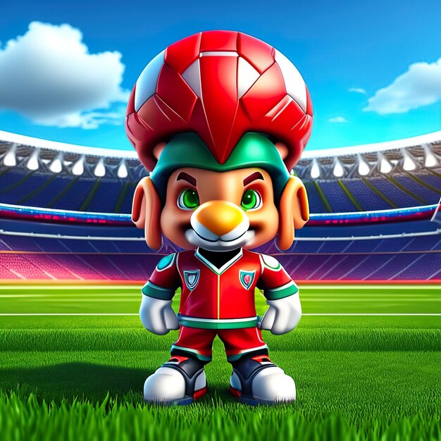 Photo football character mascot in 3d generative ai