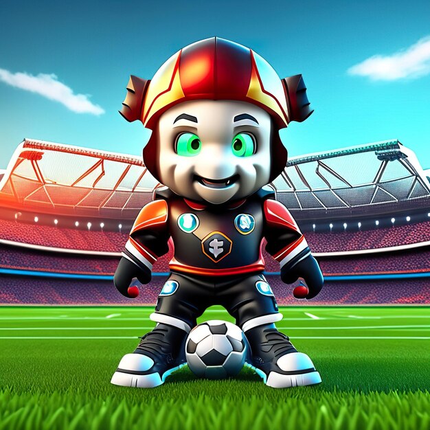 Photo football character mascot in 3d generative ai