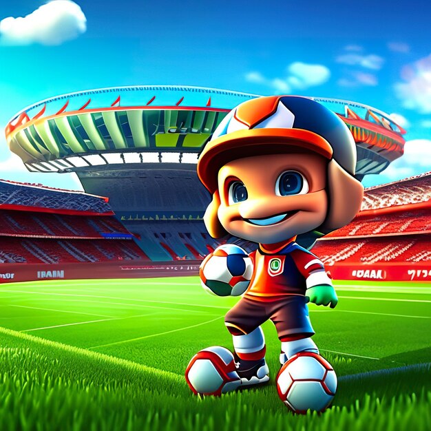 Photo football character mascot in 3d generative ai